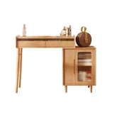 Modern wooden dressing table featuring storage drawers and a side cabinet for convenience main product image